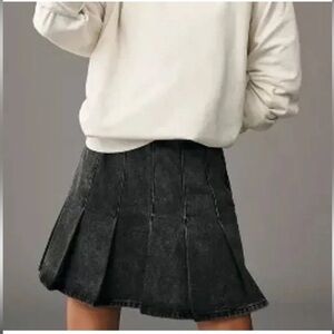 Anthropologie Pilcro Black Denim Pleated Skirt S:2 ( Runs Big ) | Size Small.